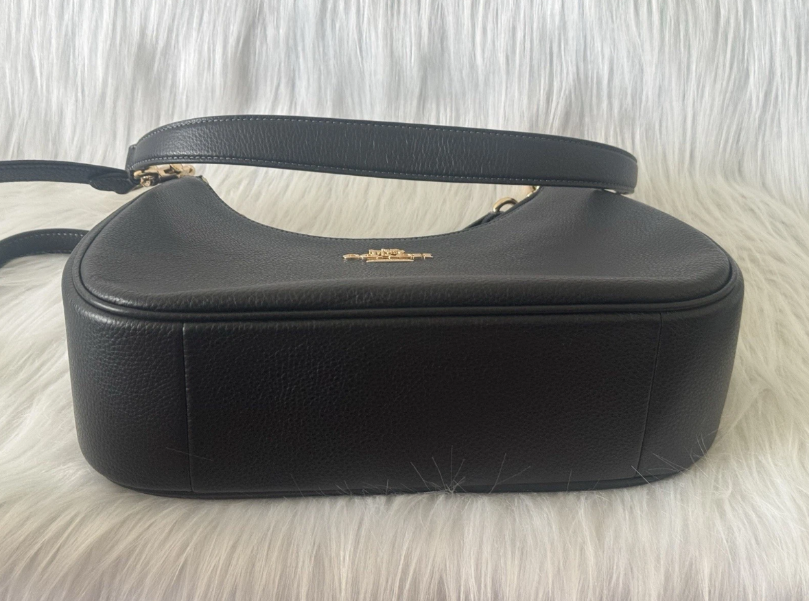 Coach Purse Teri Hobo Pebbled Leather Bag CV935 In Gold/Black