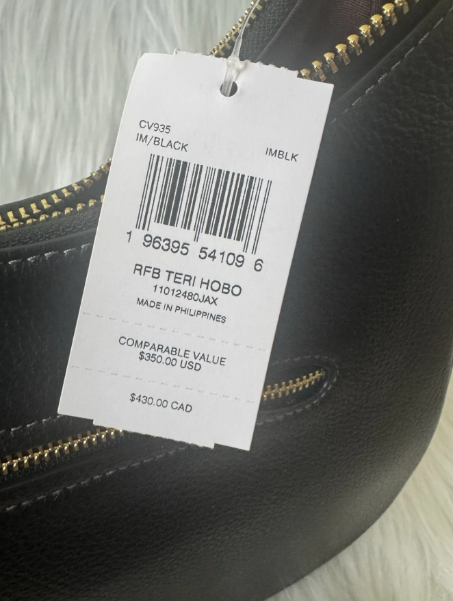 Coach Purse Teri Hobo Pebbled Leather Bag CV935 In Gold/Black