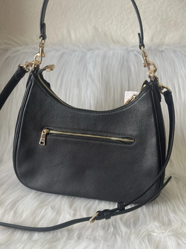 Coach Purse Teri Hobo Pebbled Leather Bag CV935 In Gold/Black