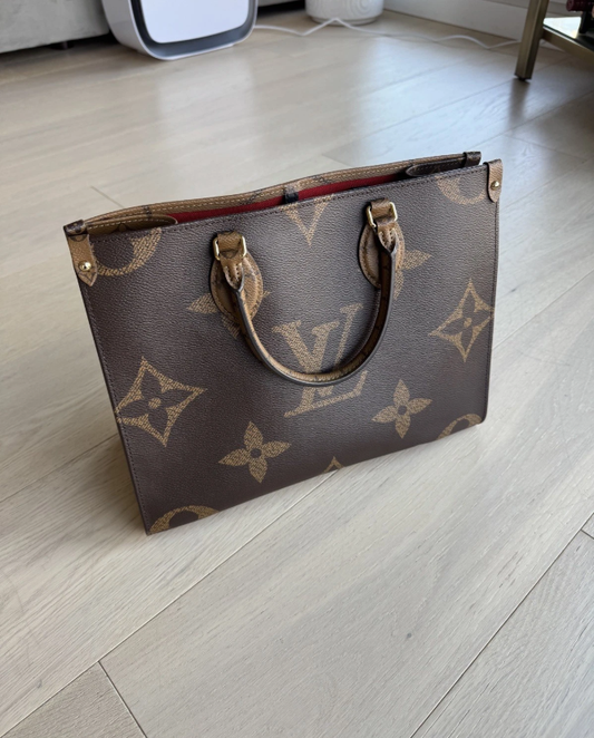 Louis Vuitton On The Go Tote MM Brown Monogram Reverse Authentic