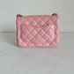 CHANEL Classic Flap CC Light Gold Hardware Shoulder Bag Mini Square Pink Leather Authentic
