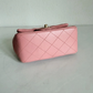 CHANEL Classic Flap CC Light Gold Hardware Shoulder Bag Mini Square Pink Leather Authentic