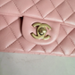 CHANEL Classic Flap CC Light Gold Hardware Shoulder Bag Mini Square Pink Leather Authentic