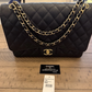 CHANEL Black Quilted Double Flap Bag MAXI gold hardware Authentic