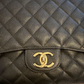 CHANEL Black Quilted Double Flap Bag MAXI gold hardware Authentic
