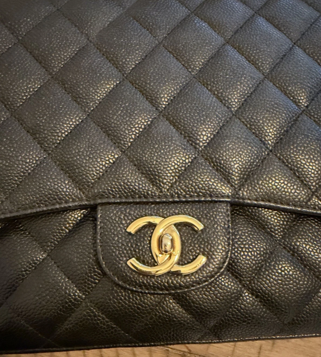 CHANEL Black Quilted Double Flap Bag MAXI gold hardware Authentic