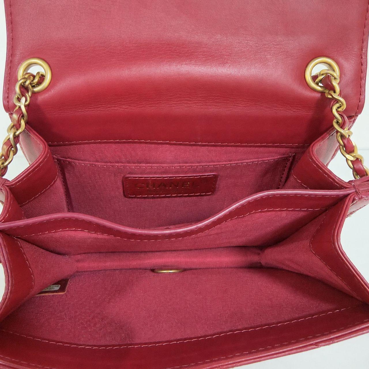 Chanel Burgundy Leather Flap Crossbody with Gold Hardware Accordion Chain Bag