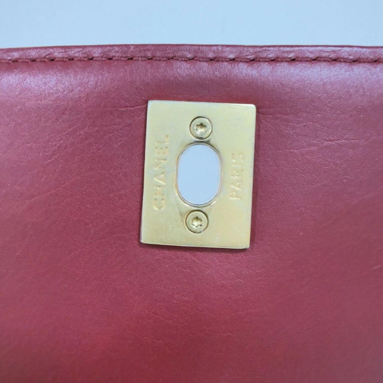 Chanel Burgundy Leather Flap Crossbody with Gold Hardware Accordion Chain Bag