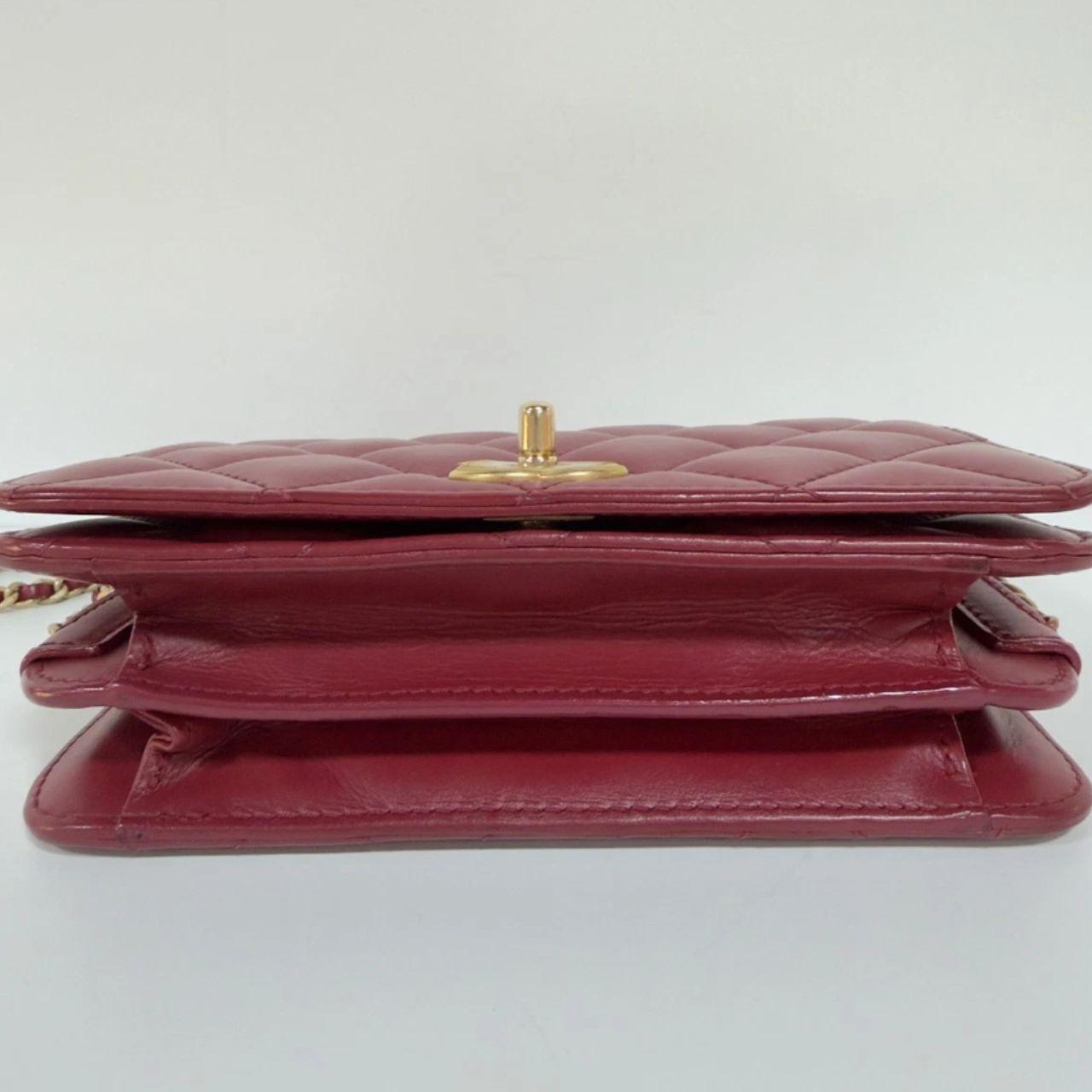 Chanel Burgundy Leather Flap Crossbody with Gold Hardware Accordion Chain Bag