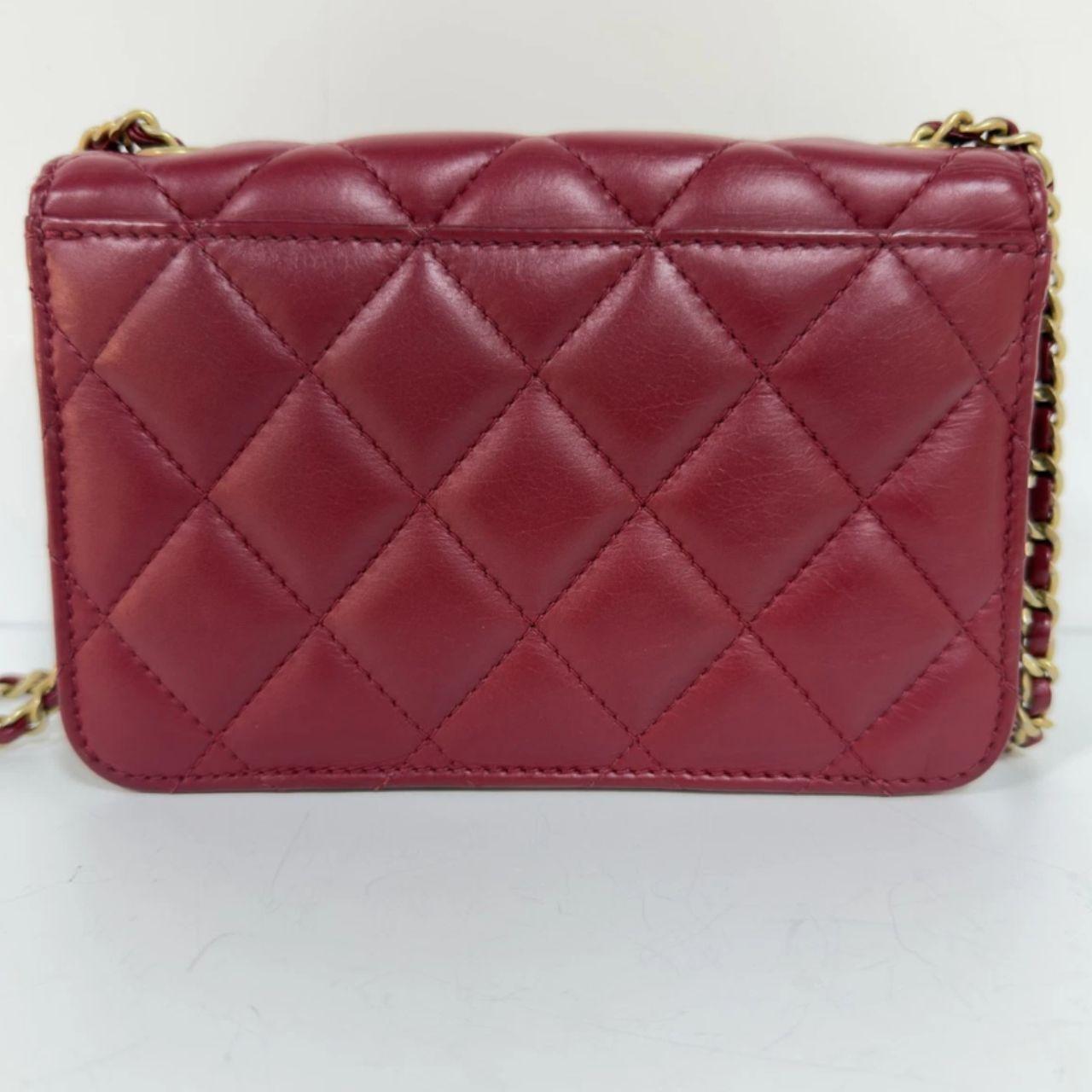 Chanel Burgundy Leather Flap Crossbody with Gold Hardware Accordion Chain Bag