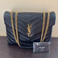 Authentic Saint Laurent YSL Medium Loulou Black Gold Matelasse Chain Leather Bag