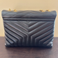 Authentic Saint Laurent YSL Medium Loulou Black Gold Matelasse Chain Leather Bag