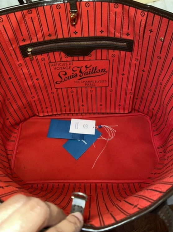Louis Vuitton Neverfull GM Damier Ebene Tote Bag Authentic