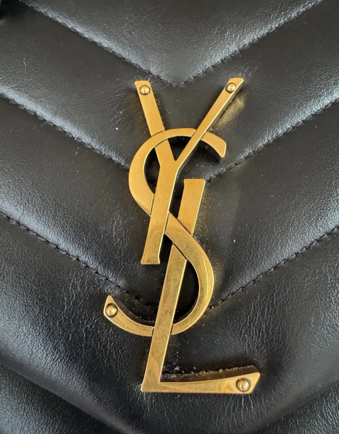 Authentic Saint Laurent YSL Medium Loulou Black Gold Matelasse Chain Leather Bag